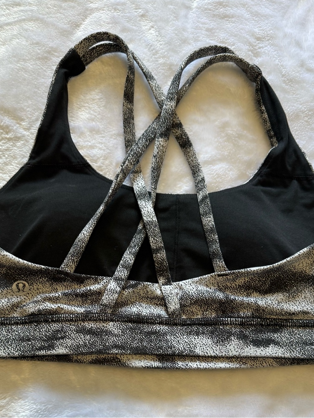 lululemon athletica Black with White Speckle Crisscross Sports Bra